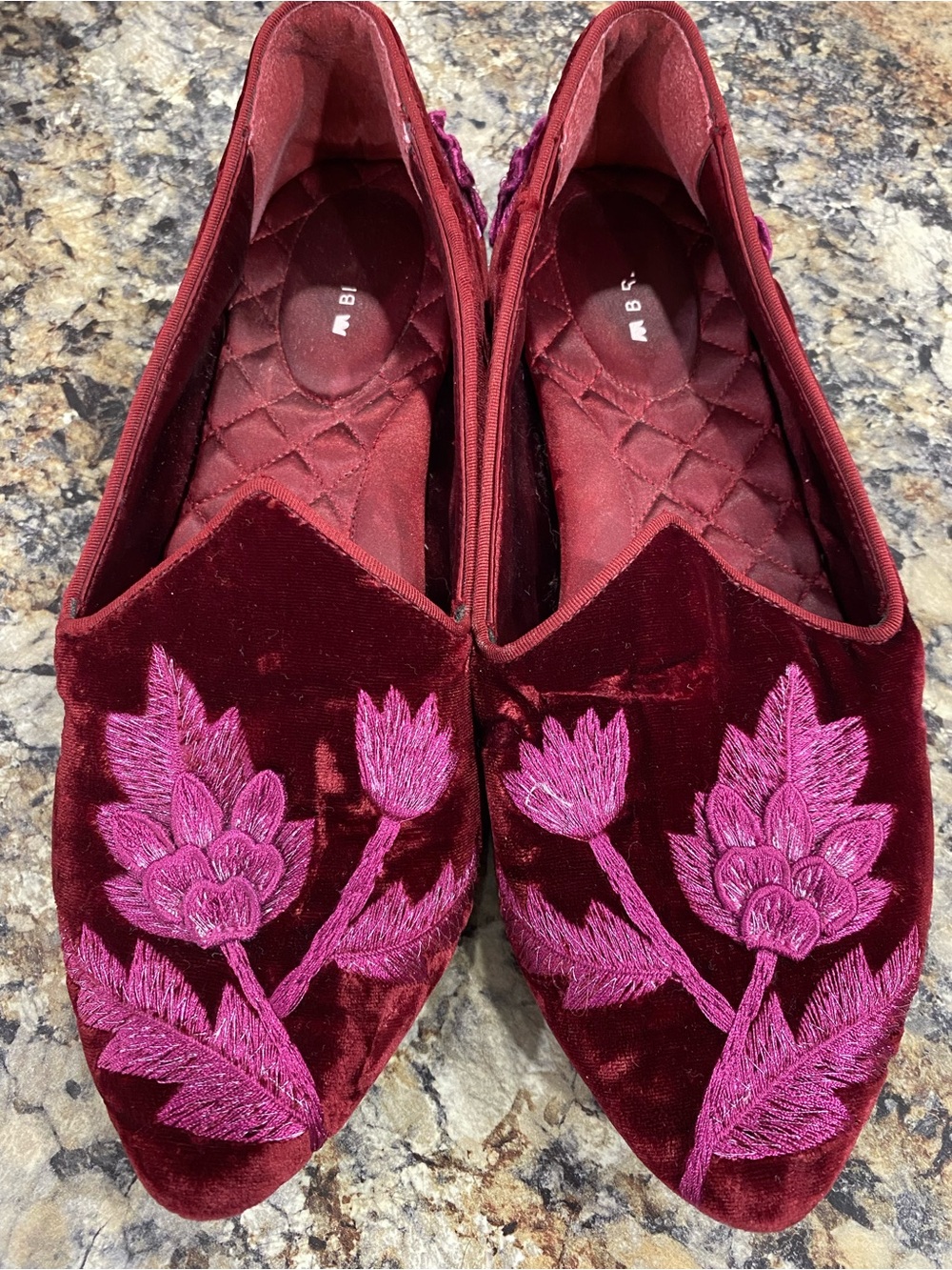 Birdies Heron Flat Crimson Velvet Size 9.5 Feminine Contemporary luxury
